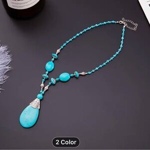 Turquoise and silver stone necklace